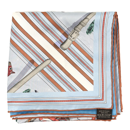 Hermes Silk Couvertures et Tenues de Jour Bandana Double Face Scarf 90 Gris Bleute Caramel Vert 2 of 3