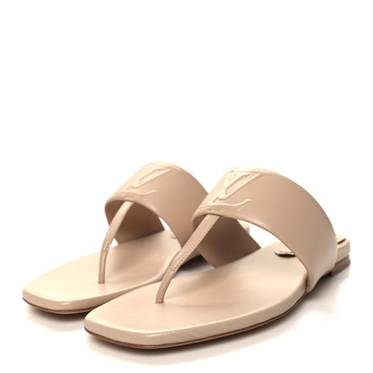 Louis Vuitton Lambskin Embossed Monogram Drapy Flat Thong Sandal 36.5 Beige 3 of 8