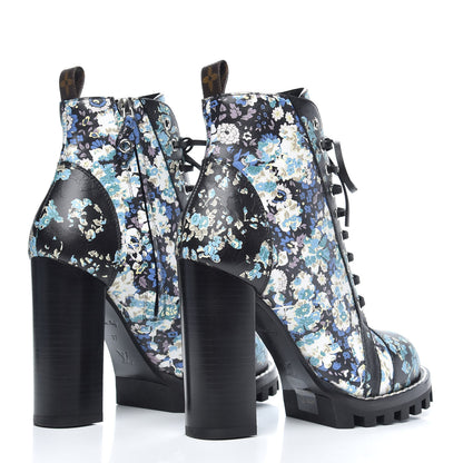 Louis Vuitton Calfskin Floral Star Trail Ankle Boots 37 Black 4 of 6
