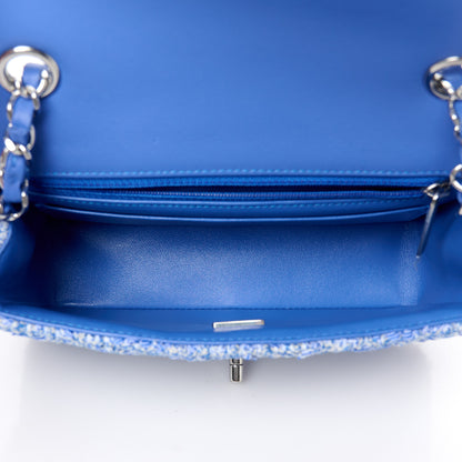 Chanel Tweed Quilted Mini Rectangular Flap Blue White 5 of 11