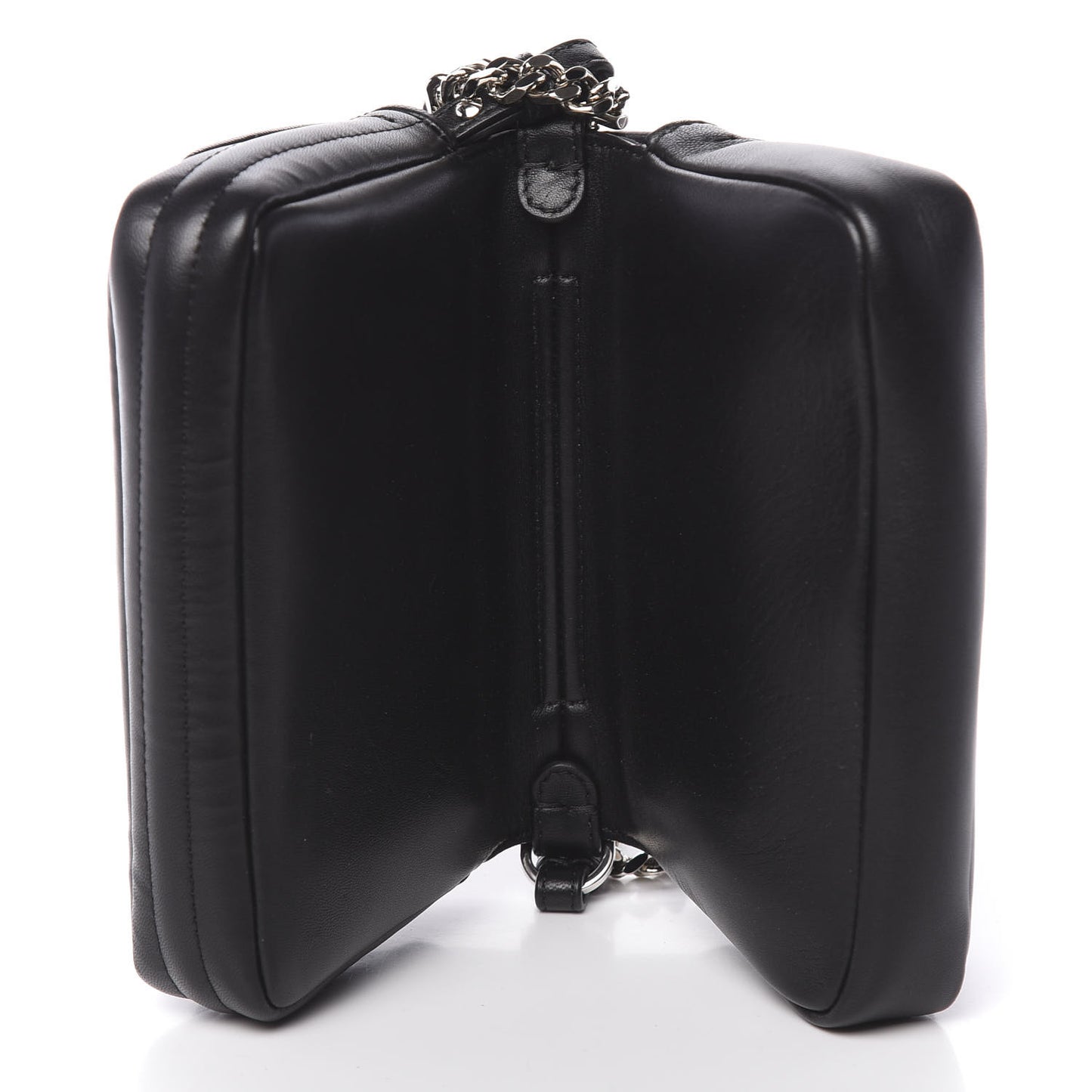 Shiny Nappa Trapuntata Micro Double Baguette Black