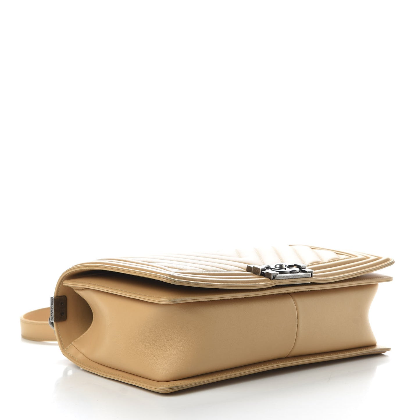 Calfskin Chevron New Medium Boy Flap Beige