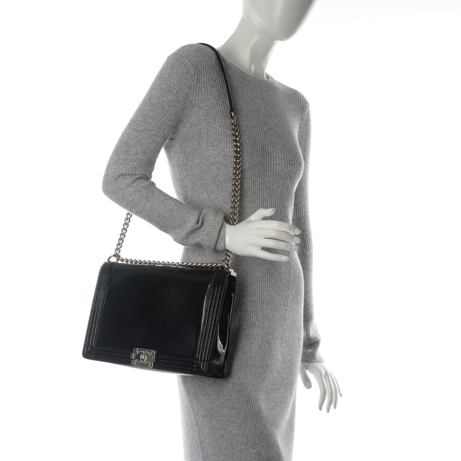 Chanel Glazed Calfskin Large Boy Flap Black 2 of 7