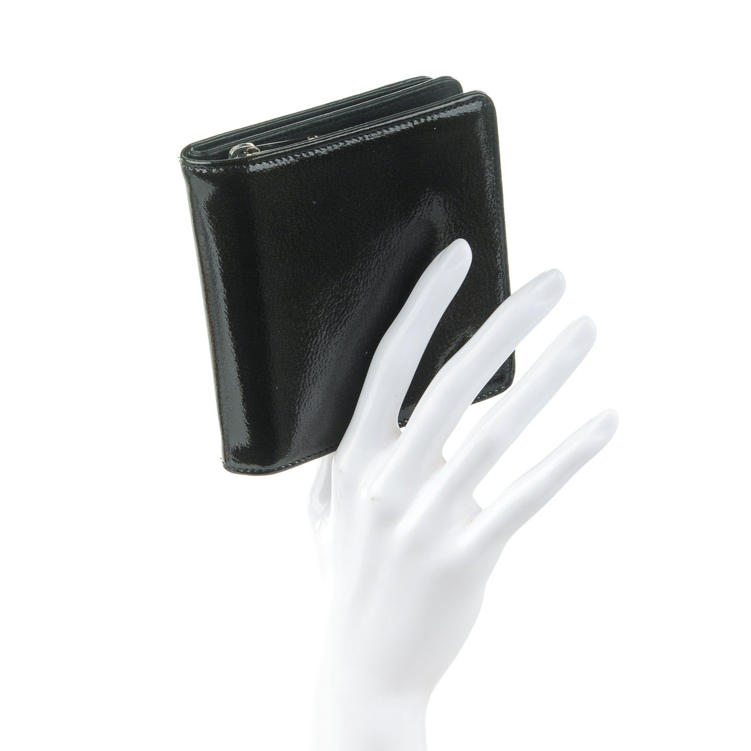 Chanel Patent Compact Zip Wallet Black 2 of 7