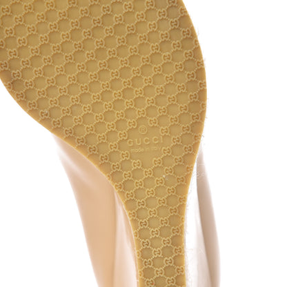 Gucci Vernice Crystal Horsebit Open Toe Espadrille Wedges 39 Beige 8 of 13