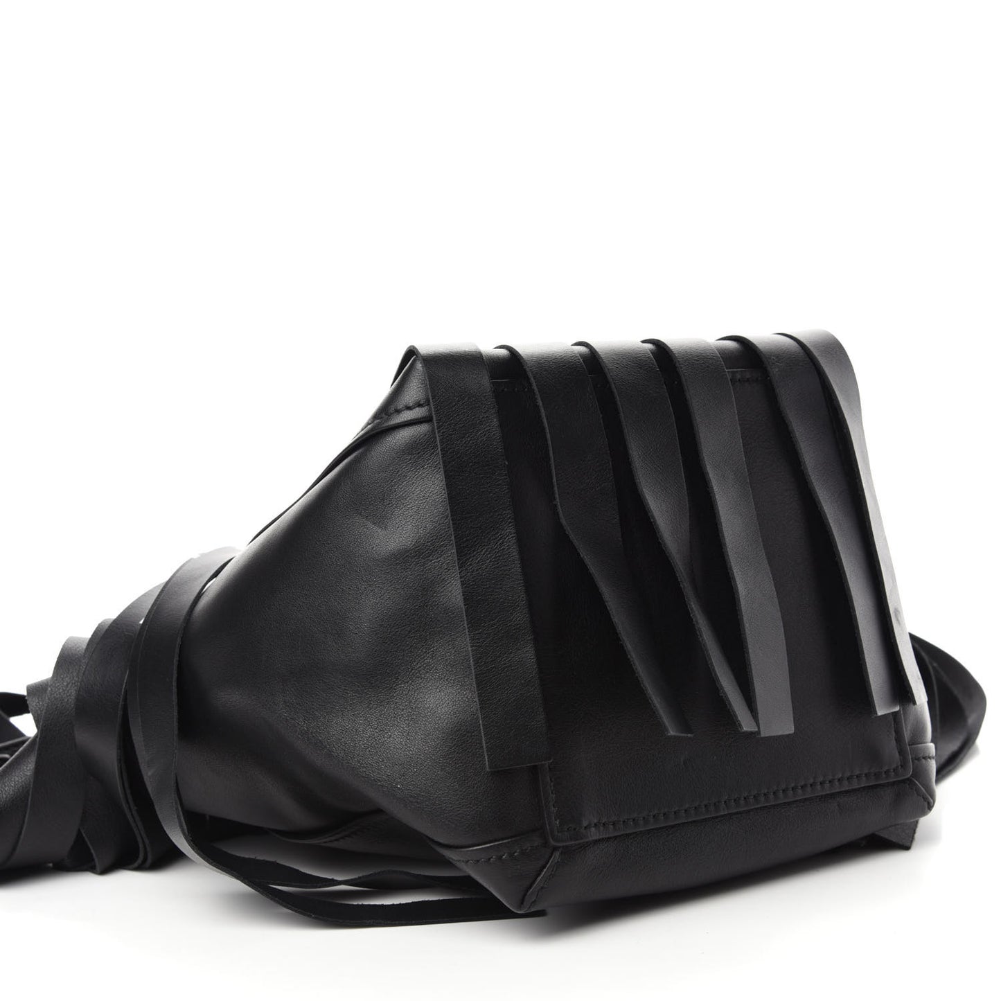 Calfskin XS Fringe Laundry Cabas Black