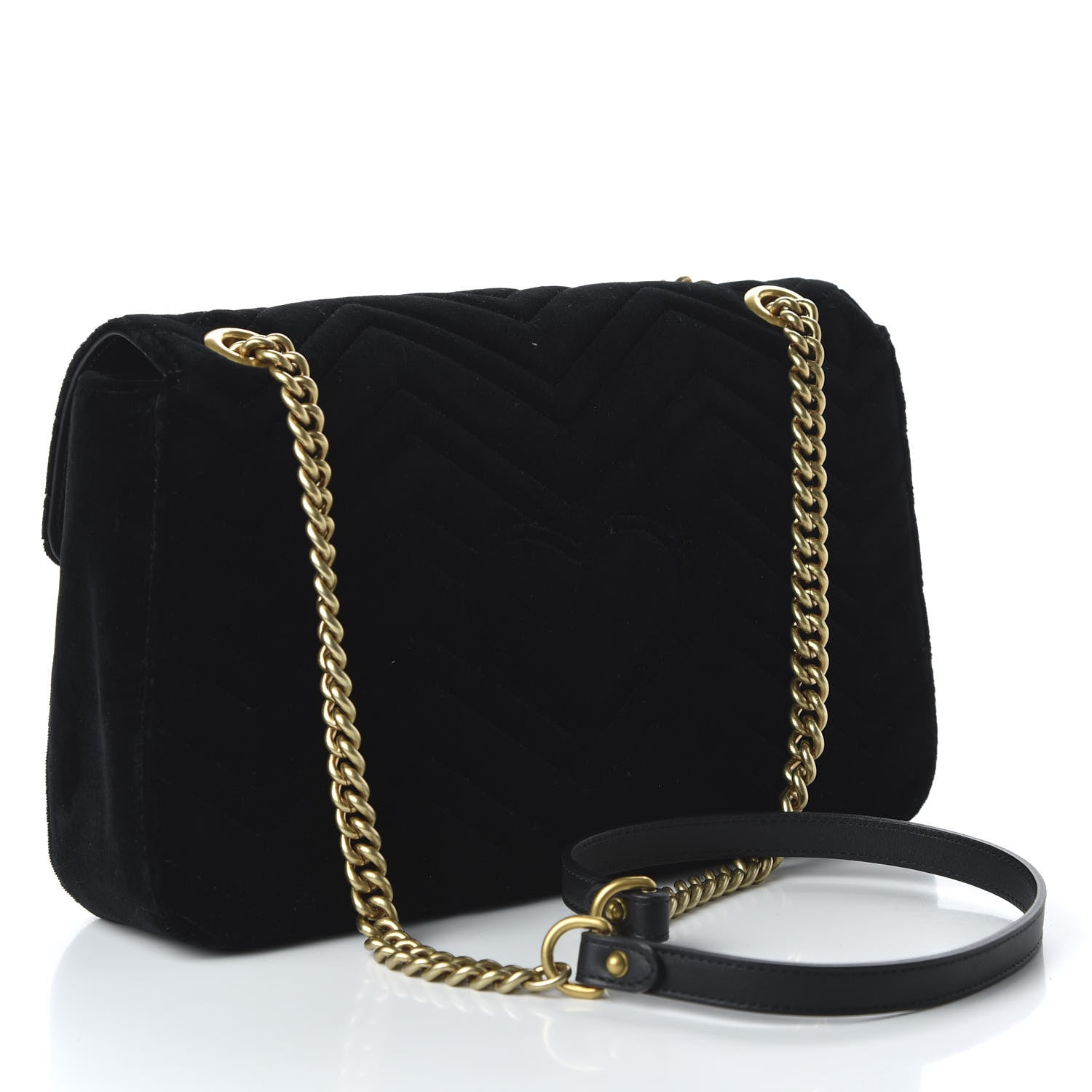 Gucci Velvet Matelasse Loved Embroidered Medium GG Marmont Shoulder Bag Black 3 of 10