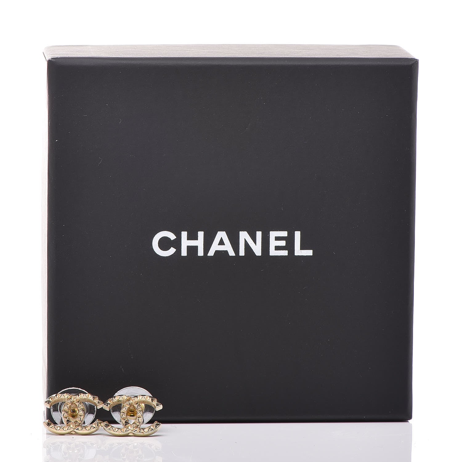 Chanel Studded CC Earrings Gold 5 of 5