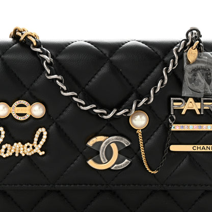 Chanel Lambskin Quilted Coco Clips Mini Wallet On Chain WOC Black 8 of 11