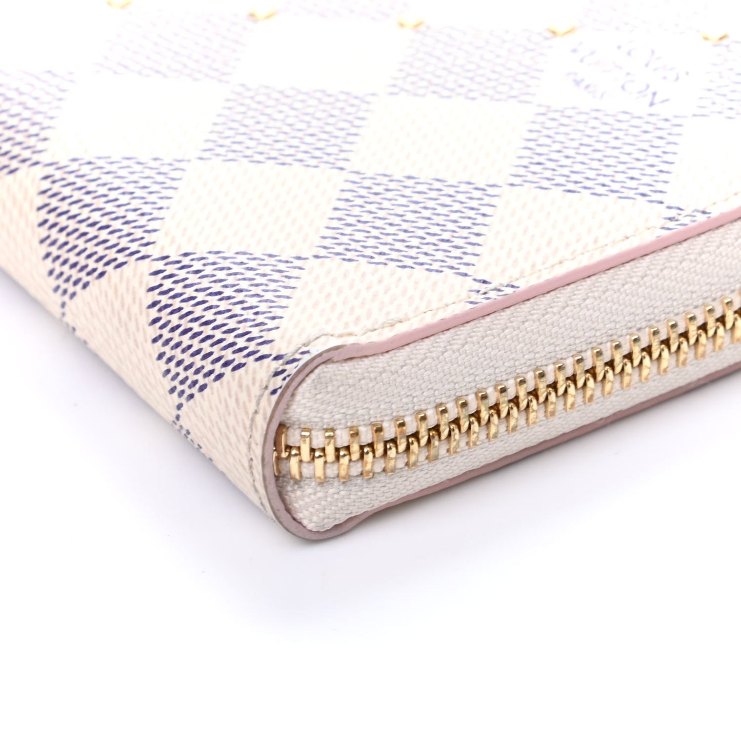 Damier Azur Studded Clemence Wallet Rose Ballerine