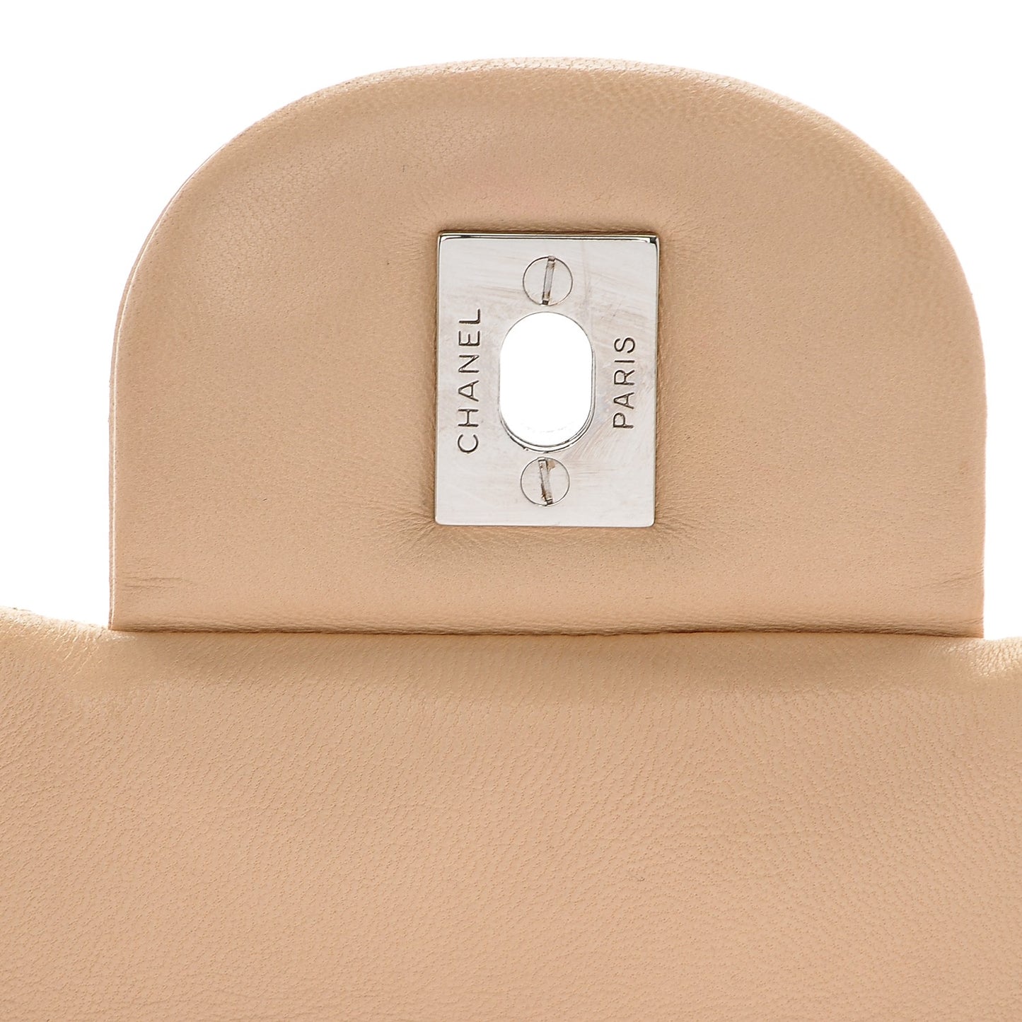 Lambskin Quilted Jumbo Single Flap Beige Clair