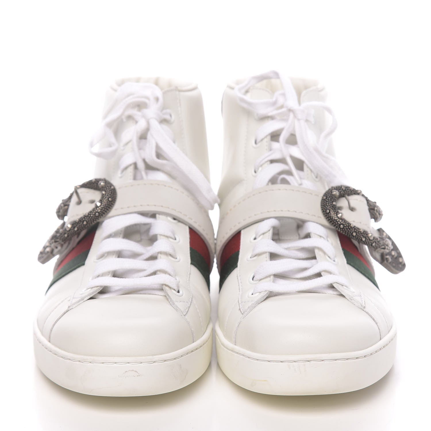 Gucci Calfskin Ayers Web Mens Dionysus High Top Sneakers 10.5 White 2 of 11