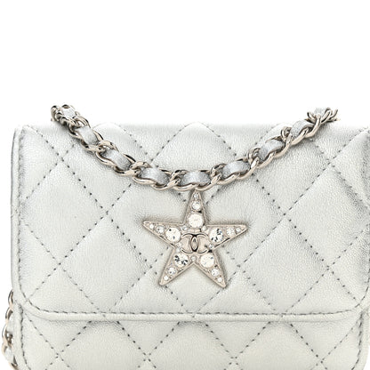 Chanel Metallic Lambskin Crystal Quilted Star Chain Belt Bag Silver 10 of 12