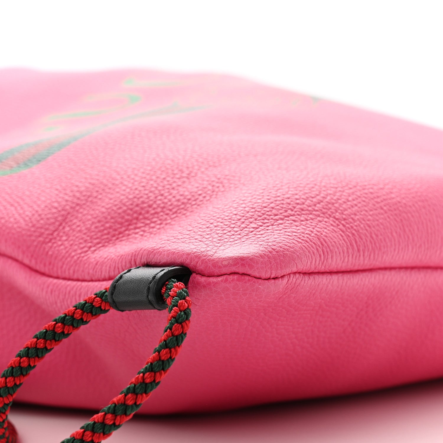 Gucci Grained Calfskin Logo Drawstring Backpack Box Pink Green Black 10 of 11