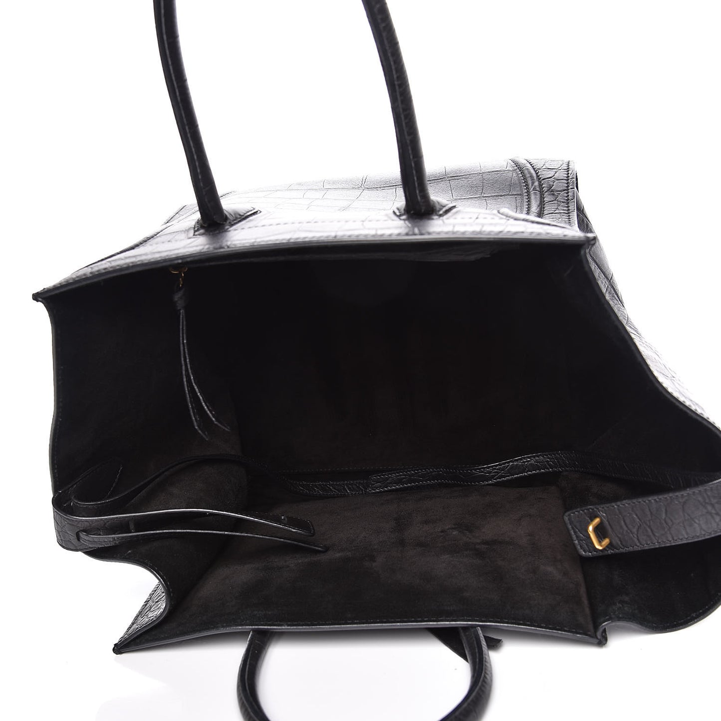 Crocodile Embossed Calfskin Medium Phantom Luggage Black