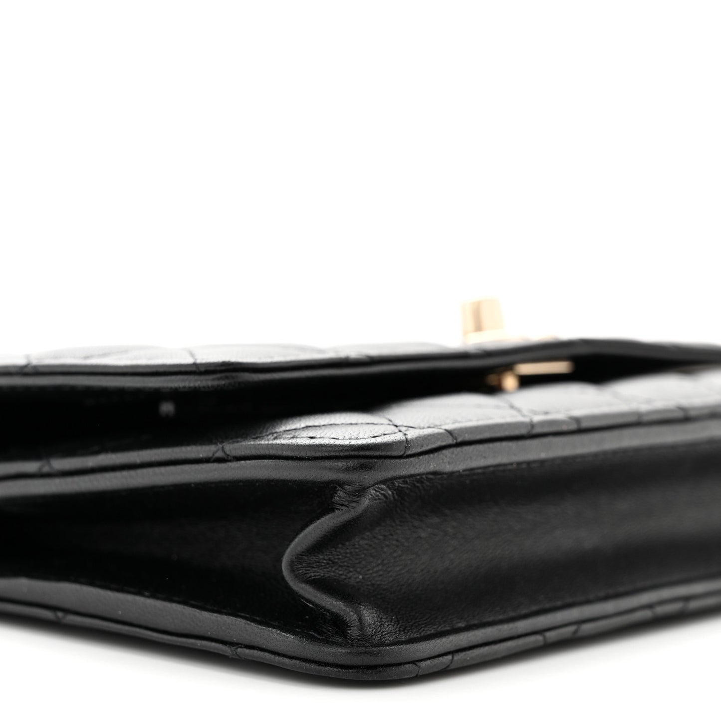 Lambskin Quilted Trendy CC Wallet On Chain WOC Black