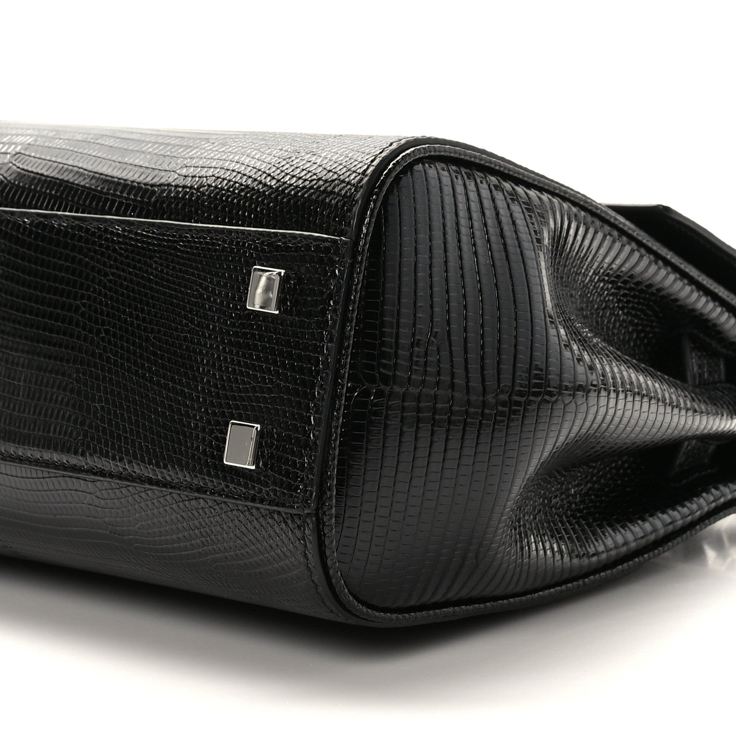 Saint Laurent Lizard Le Fermoir Top Handle Bag Small Black 9 of 9