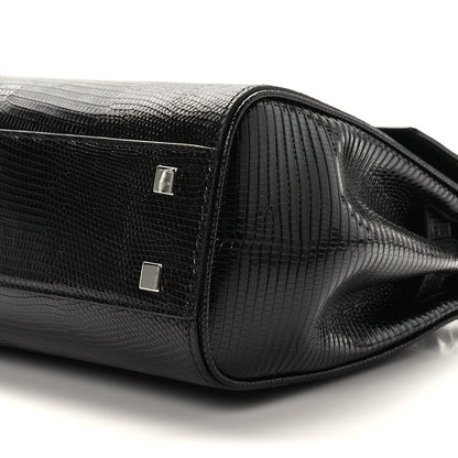Saint Laurent Lizard Le Fermoir Top Handle Bag Small Black 9 of 9