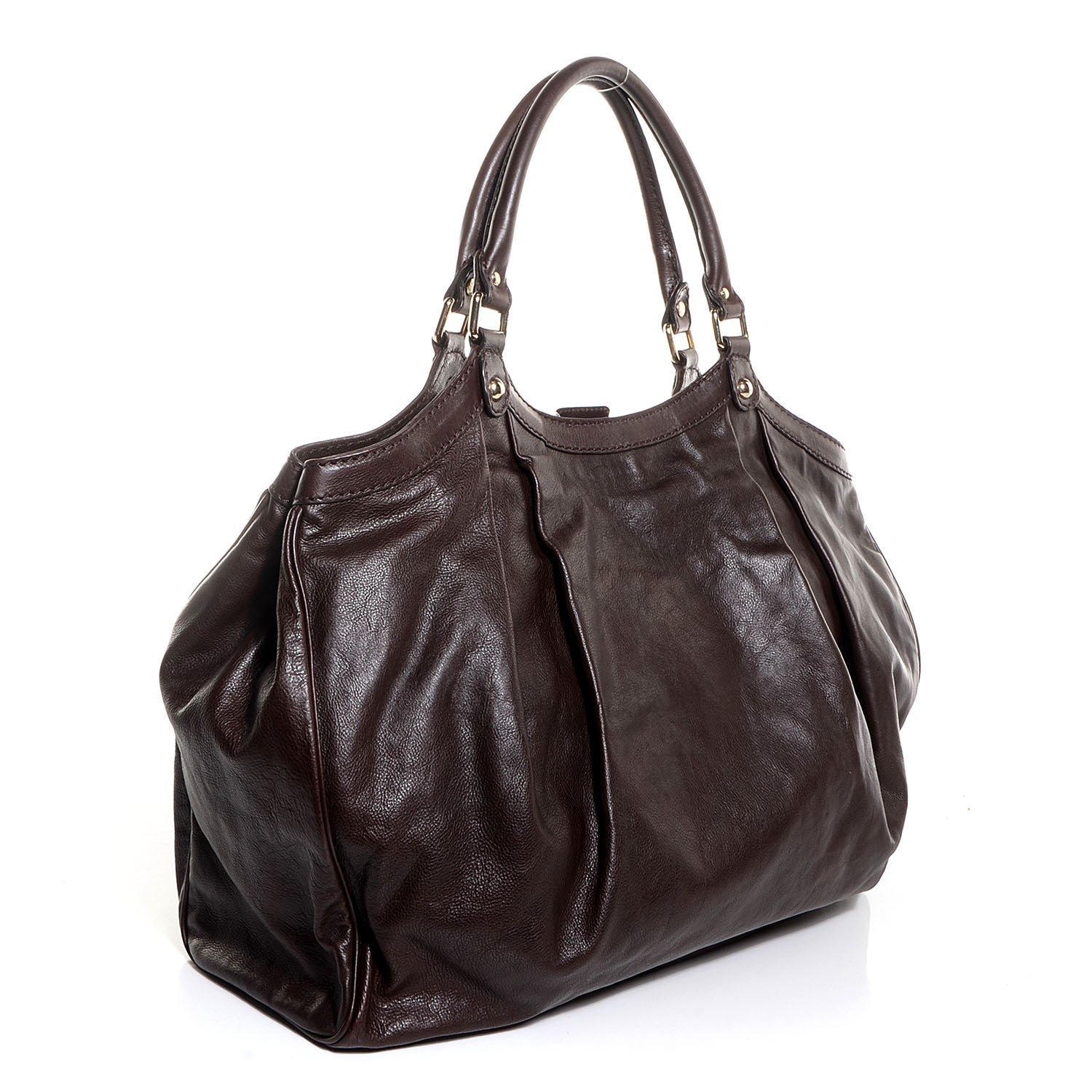 Gucci Leather Large Sukey Tote Dark Brown 3 of 9