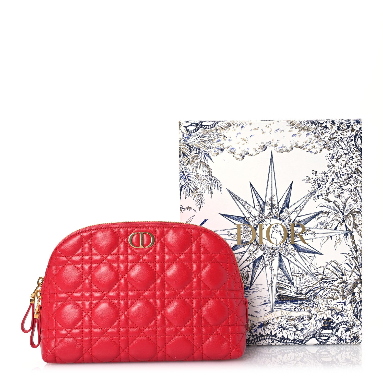 Christian Dior Lambskin Cannage Caro Beauty Pouch Raspberry 10 of 10
