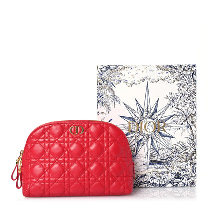 Christian Dior Lambskin Cannage Caro Beauty Pouch Raspberry 10 of 10