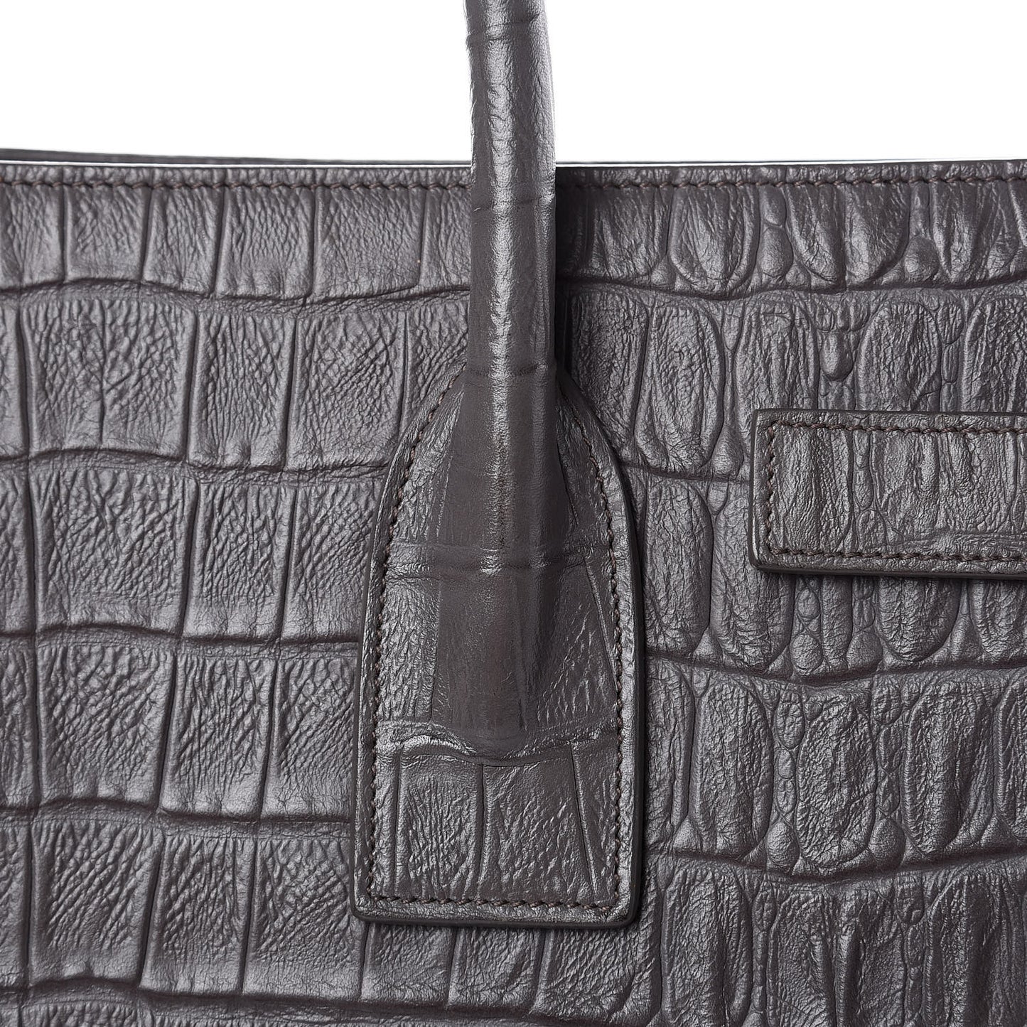 Calfskin Crocodile Embossed Small Sac De Jour Fog