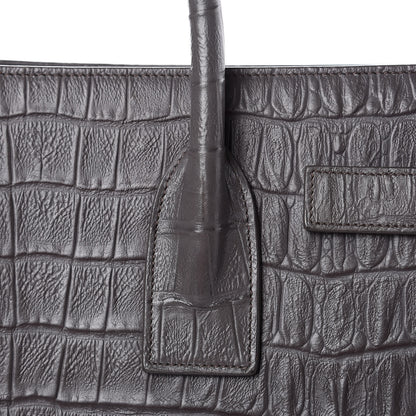 Saint Laurent Calfskin Crocodile Embossed Small Sac De Jour Fog 9 of 13