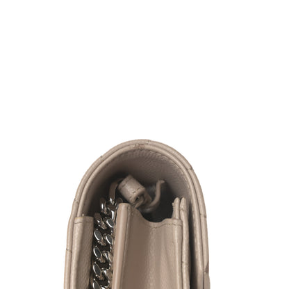 Saint Laurent Grain De Poudre Matelasse Chevron Monogram Chain Wallet Rose Poudre 17 of 18