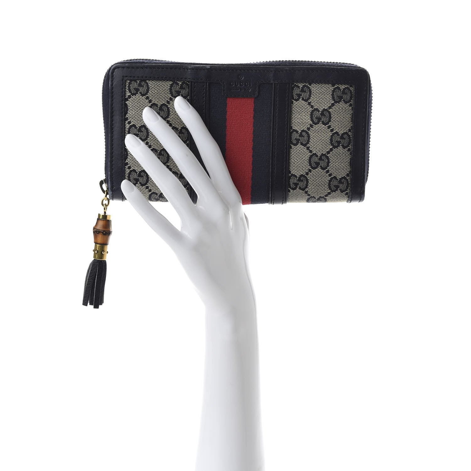 Gucci Monogram Web Rania Zip Around Wallet Navy 2 of 6