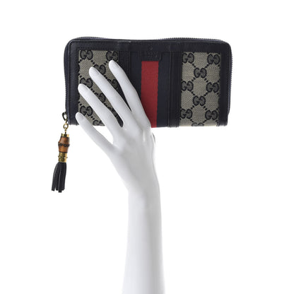 Gucci Monogram Web Rania Zip Around Wallet Navy 2 of 6