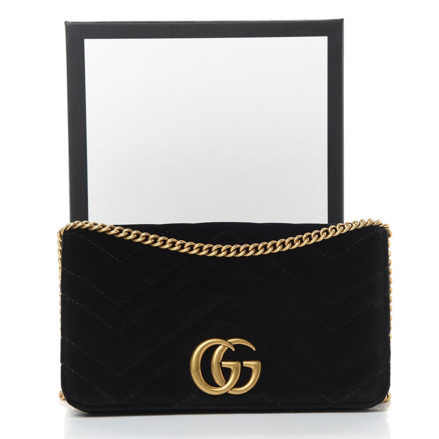 Velvet Matelasse GG Marmont Mini Bag Black