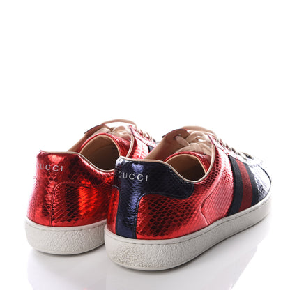 Gucci Metallic Ayers Web Mens Ace Sneakers 9 Blue Red 4 of 9