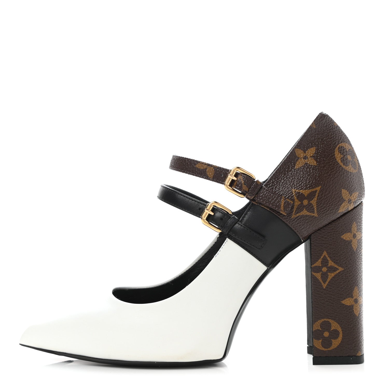 Louis Vuitton Calfskin Monogram Matchmake Strap Pumps 37 Black White 1 of 10
