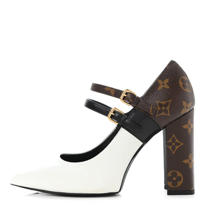 Louis Vuitton Calfskin Monogram Matchmake Strap Pumps 37 Black White 1 of 10