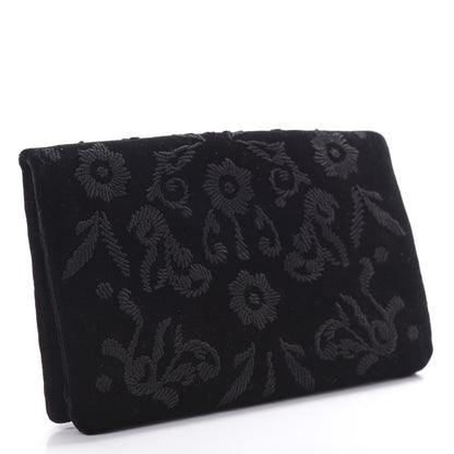Prada Velluto Velvet Embroidered Flap Clutch Black 3 of 6