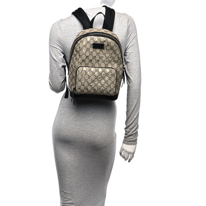 Gucci GG Supreme Monogram Bees Print Small Day Backpack Beige Oro Black 2 of 10