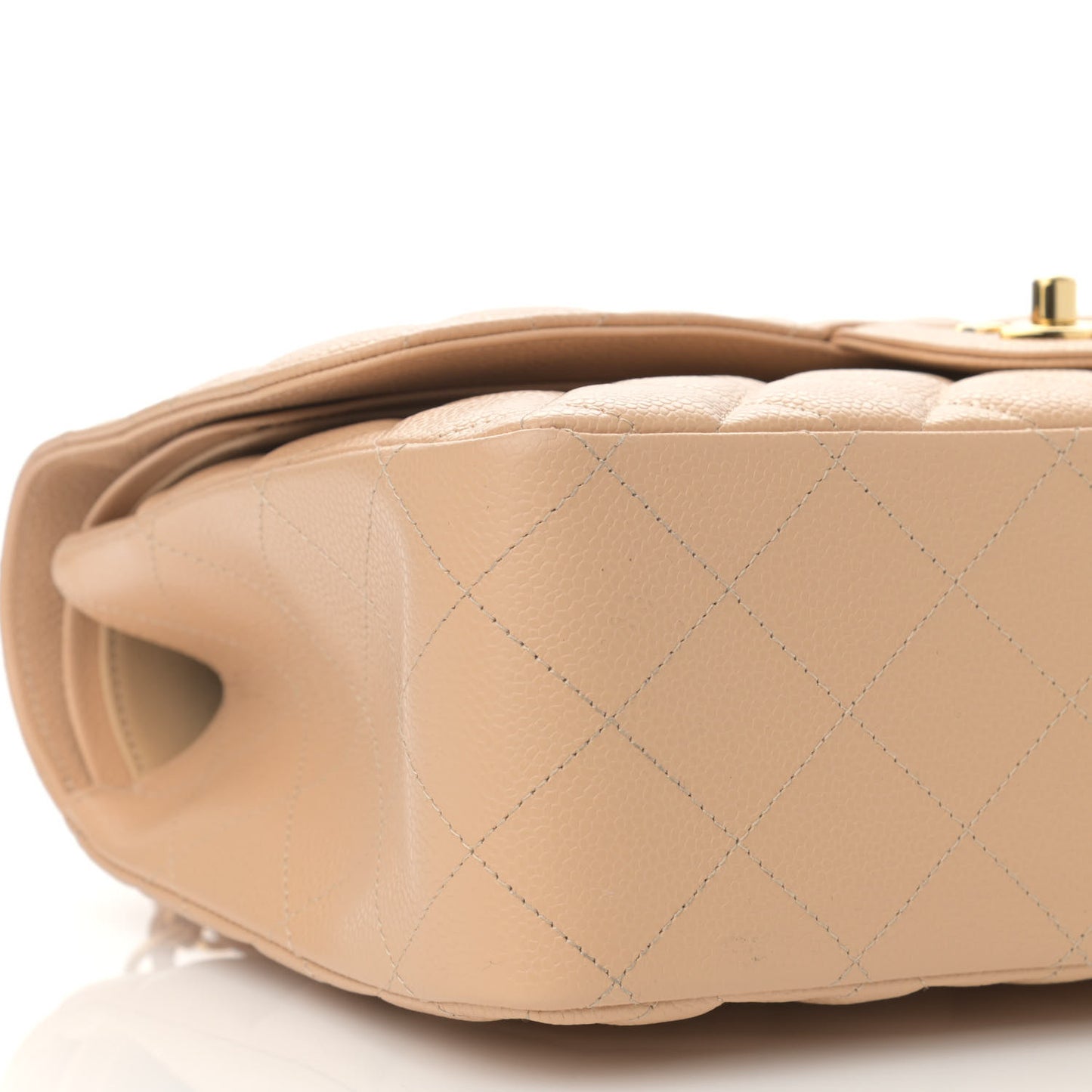 Caviar Quilted Jumbo Double Flap Beige Clair