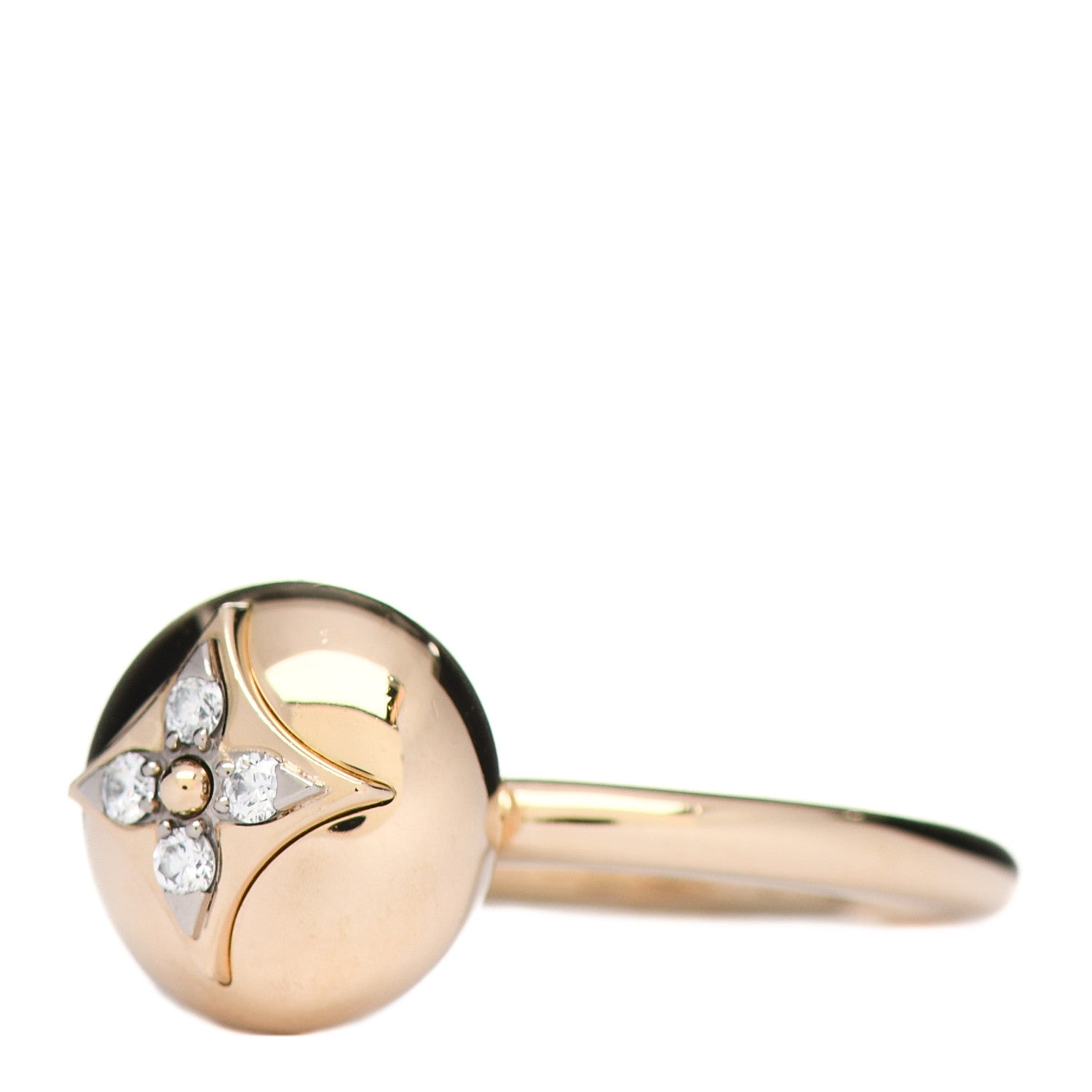 Louis Vuitton 18K Yellow White Gold Diamond B Blossom Ring 52 6 2 of 5