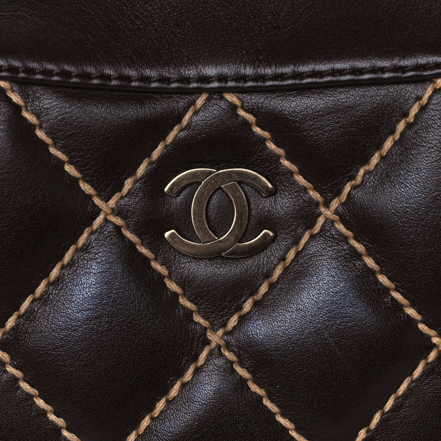 Chanel Calfskin Contrast Stitch Surpique Bowler Dark Brown 7 of 16