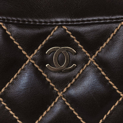 Chanel Calfskin Contrast Stitch Surpique Bowler Dark Brown 7 of 16