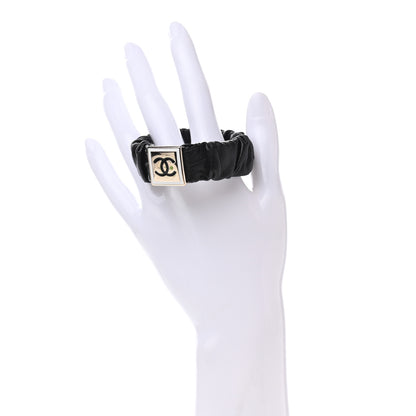 Chanel Lambskin Metal Enamel CC Hair Tie Black Gold 2 of 5