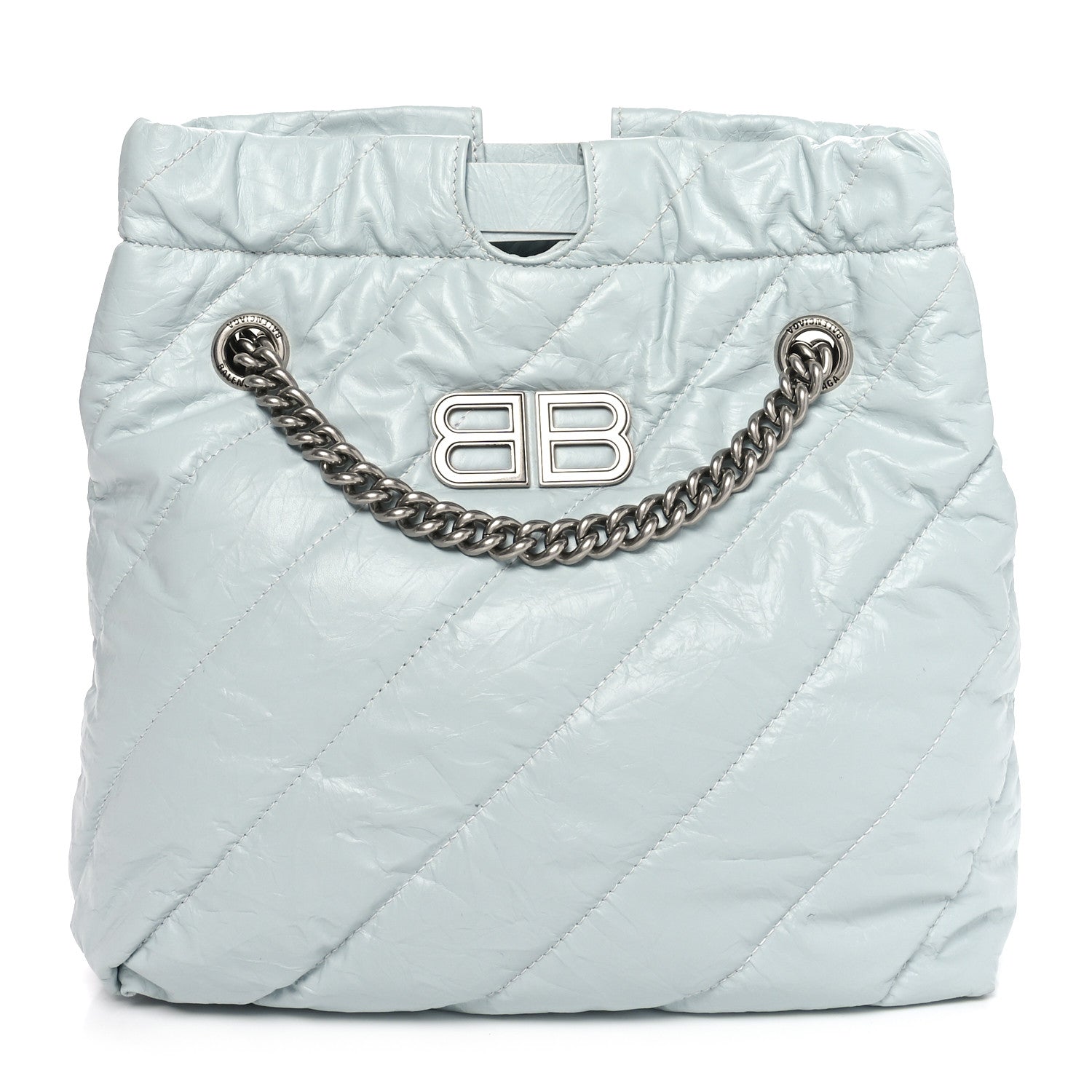 Balenciaga Crushed Calfskin Quilted Crush Small Tote Bag Light Blue 1 of 10