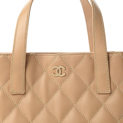 Chanel Calfskin Quilted Surpique Stitch Small Tote Beige 10 of 10