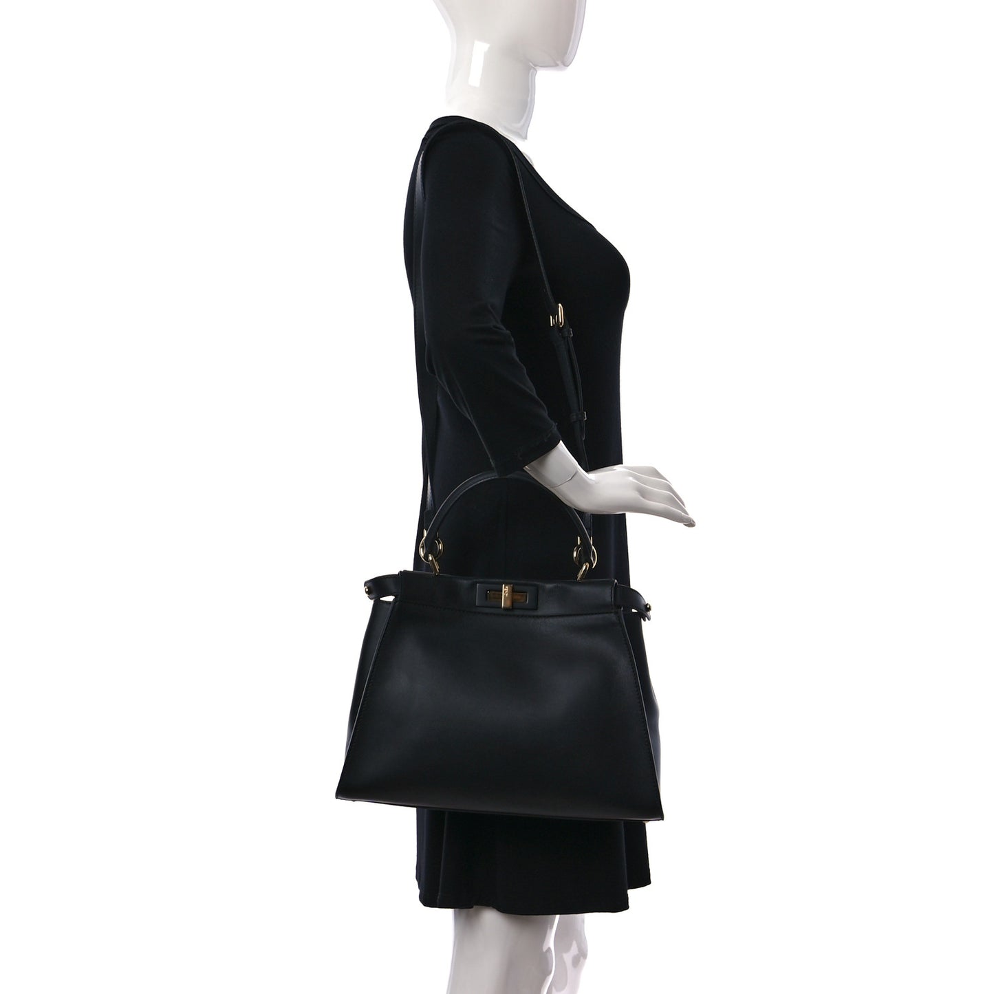 Vitello Seta Shiny Nappa Medium Peekaboo Iconic Satchel Black