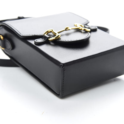 Gucci Boarded Plutone Calfskin Mini Horsebit 1955 Crossbody Bag Black 6 of 9