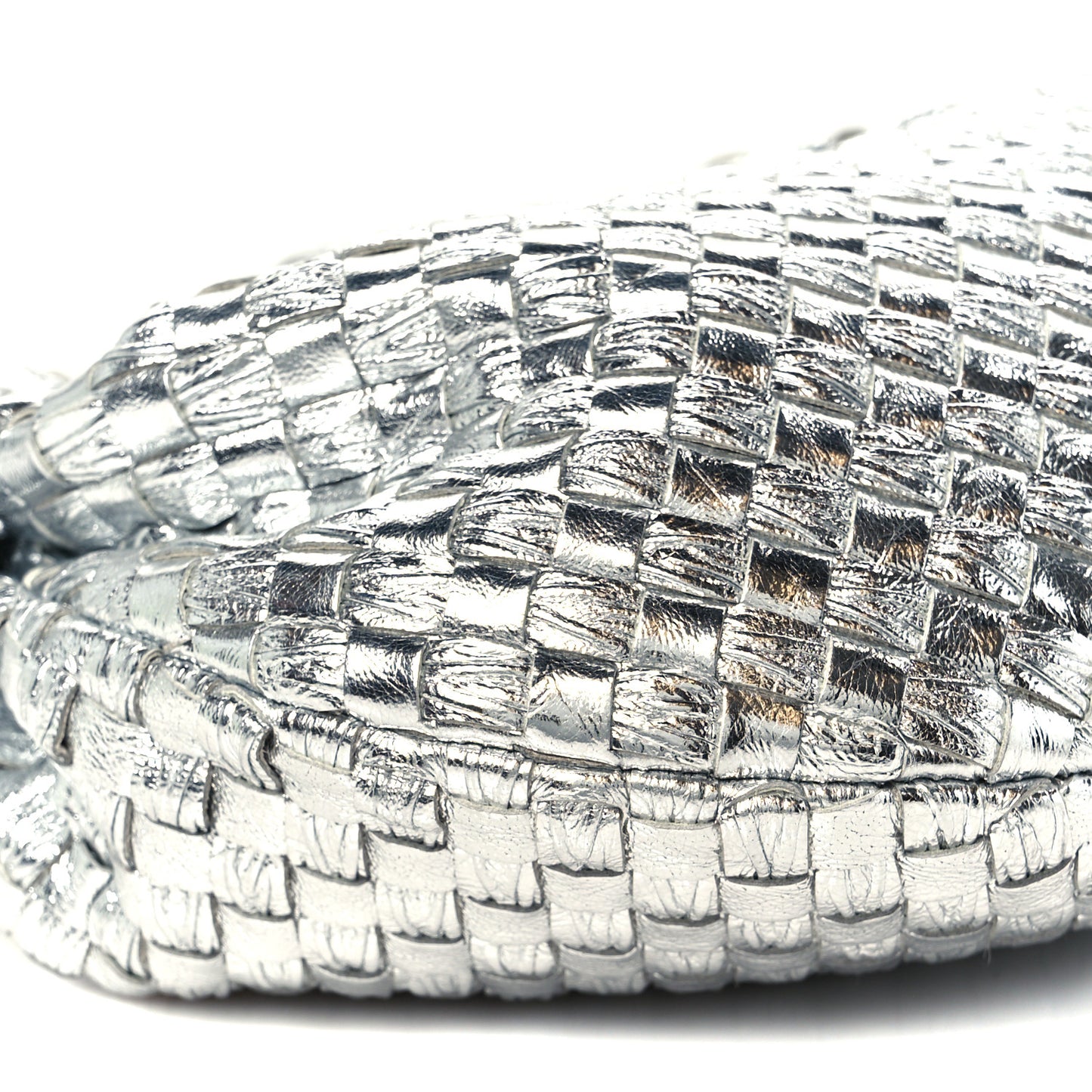 Metallic Nappa Intrecciato Mini Jodie Silver