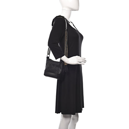 Chanel Aged Calfskin Quilted Small Gabrielle Hobo Black 2 of 11