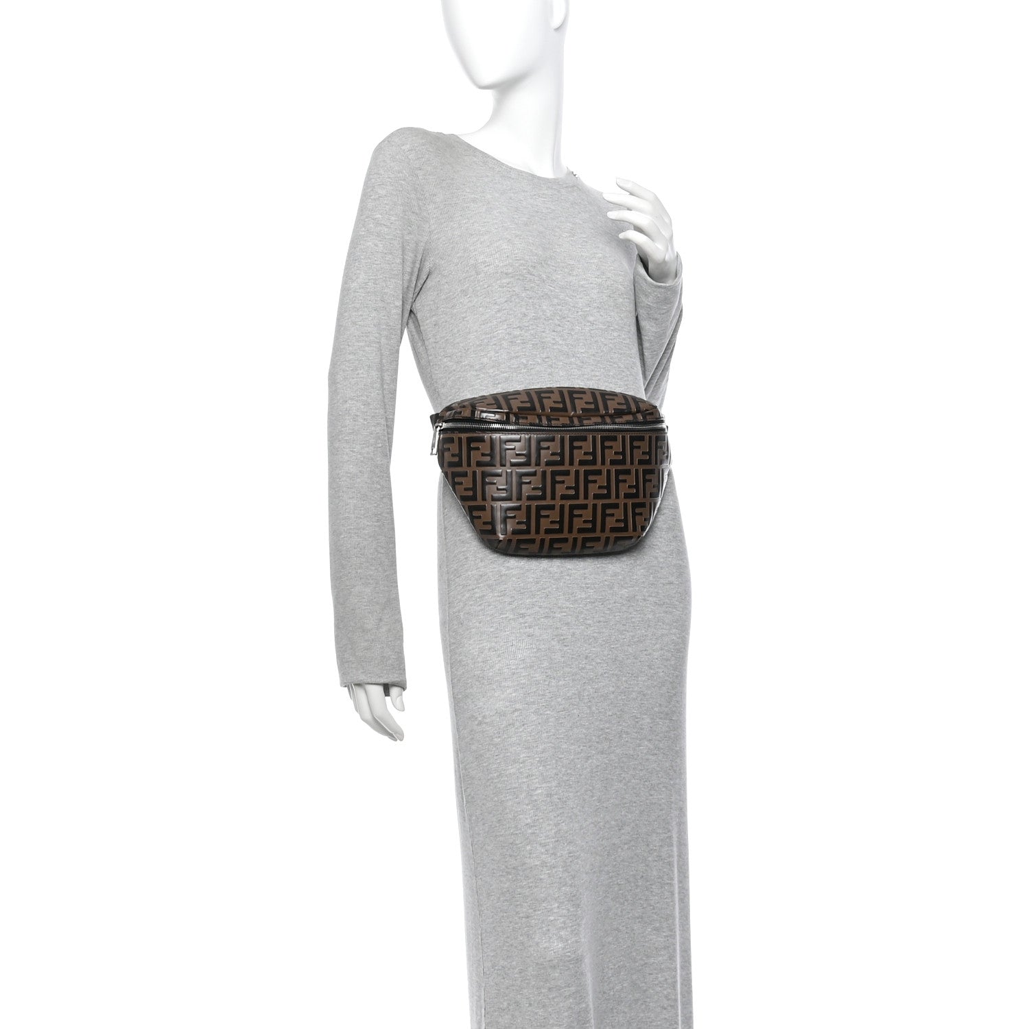 Fendi Vitello Century Bi-Color FF 1974 Embossed Belt Bag Maya Black 2 of 13