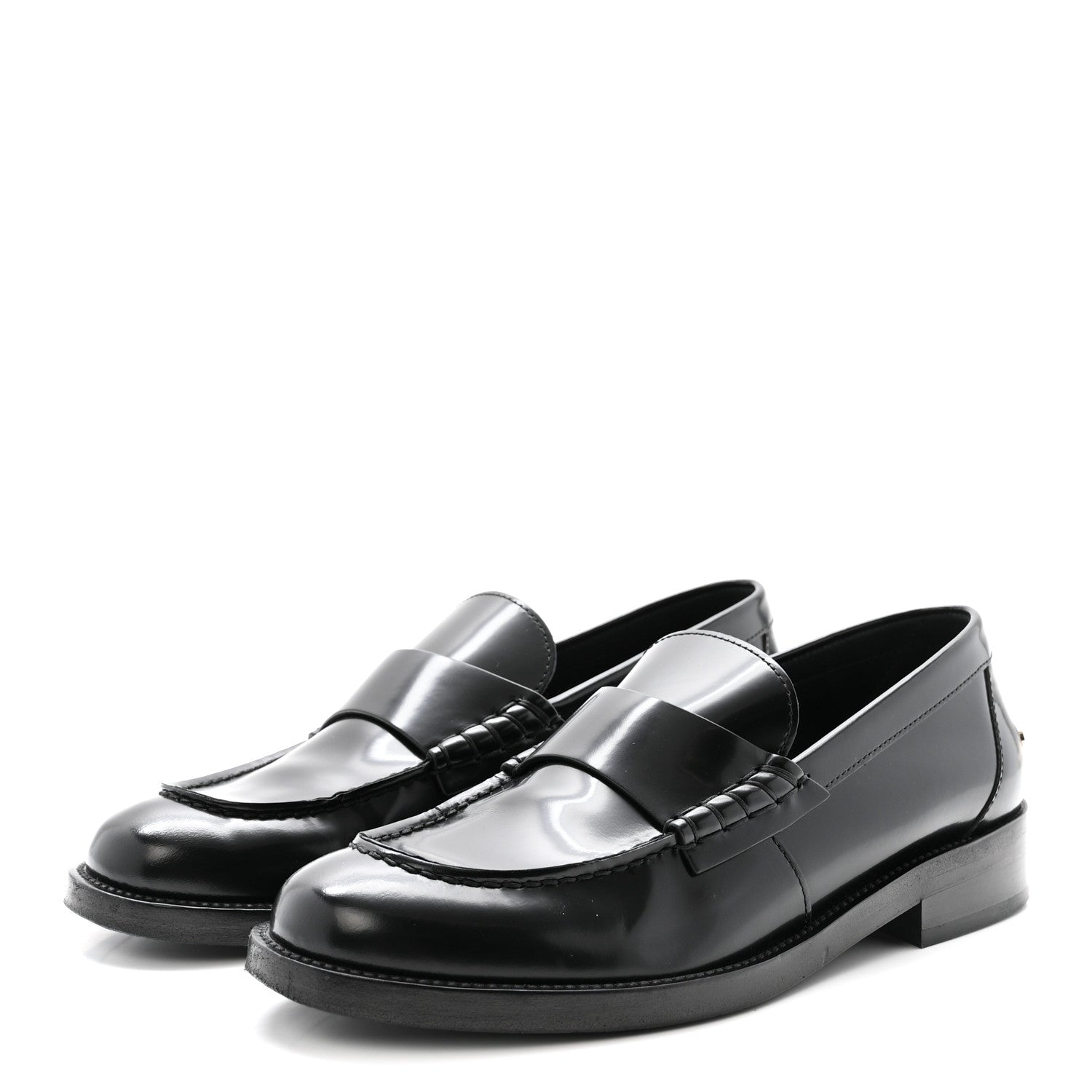 Chanel Shiny Calfskin Logo Loafers 37.5 Black 4 of 9