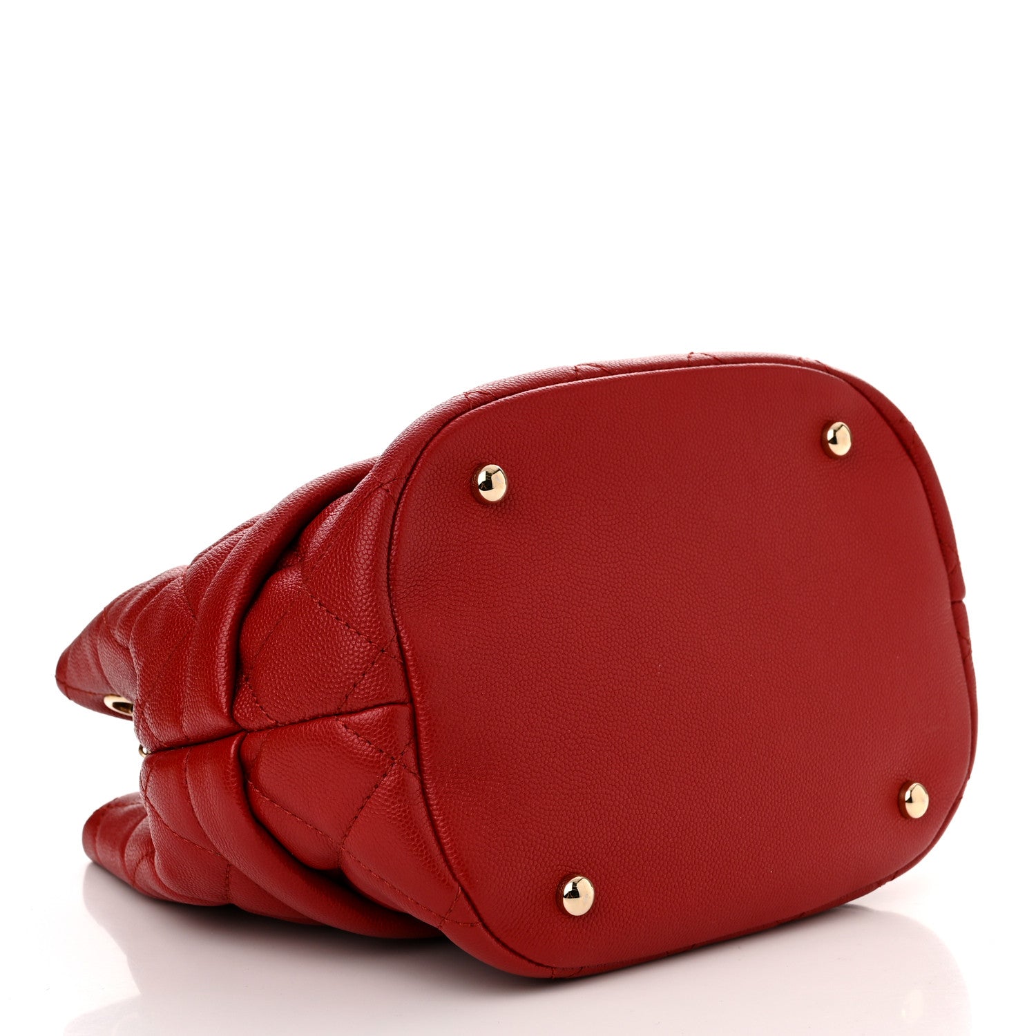 Chanel Caviar Quilted Rolled Up Bucket Drawstring Bag Red 4 of 10